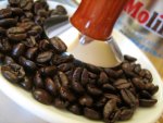 molinari cinque stelle decaffeinato kávéteszt kávébabok